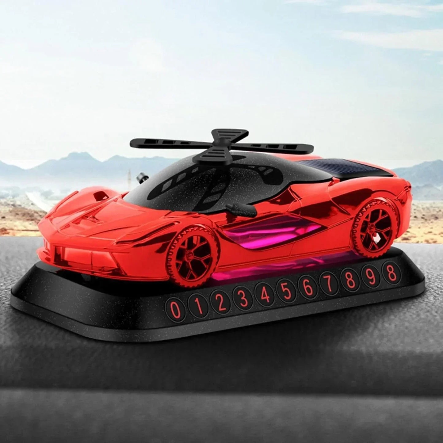 Solar Powered Car Dashboard Ferrari Car with Aroma Diffuser with refill, Stylish Car Interior Accessories (RED) - Jaiman Toys