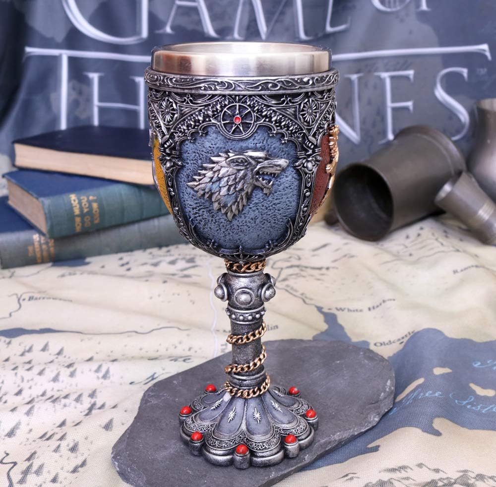 Game of Thrones Houses Goblet Chalice 17cm| Stark, Lannister, Targaryen & Baratheon Collectible Cup | Medieval Fantasy Wine Goblet