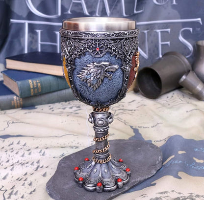 Game of Thrones Houses Goblet Chalice 17cm| Stark, Lannister, Targaryen & Baratheon Collectible Cup | Medieval Fantasy Wine Goblet