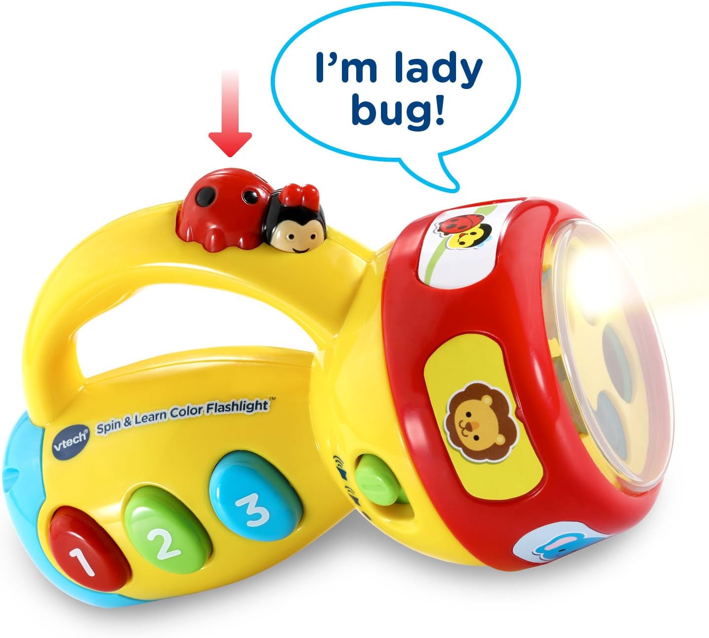 VTech Spin and Learn Color Flashlight | Interactive Educational Flashlight Toy with Colors, Numbers, Animals, Songs & Light-Up Learning for Toddlers