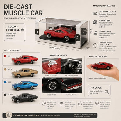 DC JAMS Limited Edition Diecast Car 1:64 Scale | Full Metal Body Muscle Car Replica