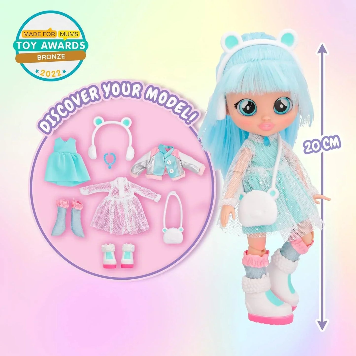 Cry Babies BFF Kristal Fashion Doll with 9+ Surprises Including Outfit and Accessories for Fashion Toy, Girls and Boys Ages 4 and Up, 7.8 Inch Doll - Jaiman Toys