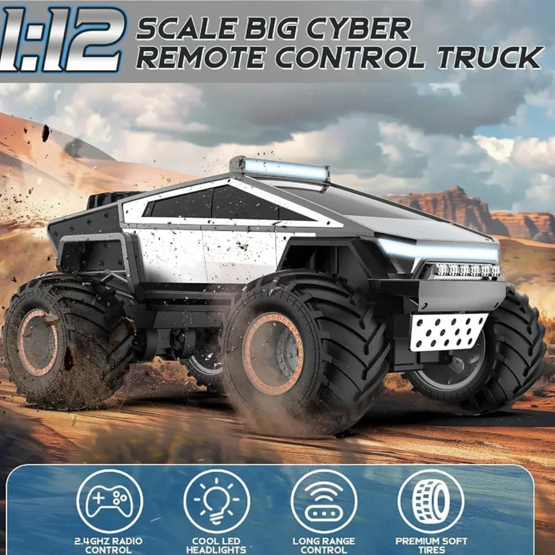 JRC 1:14 Q202 Alloy Cyberpunk RC Pickup – Off-Road Remote Control Car | LED Glowing Dynamics | Big Foot Monster Truck