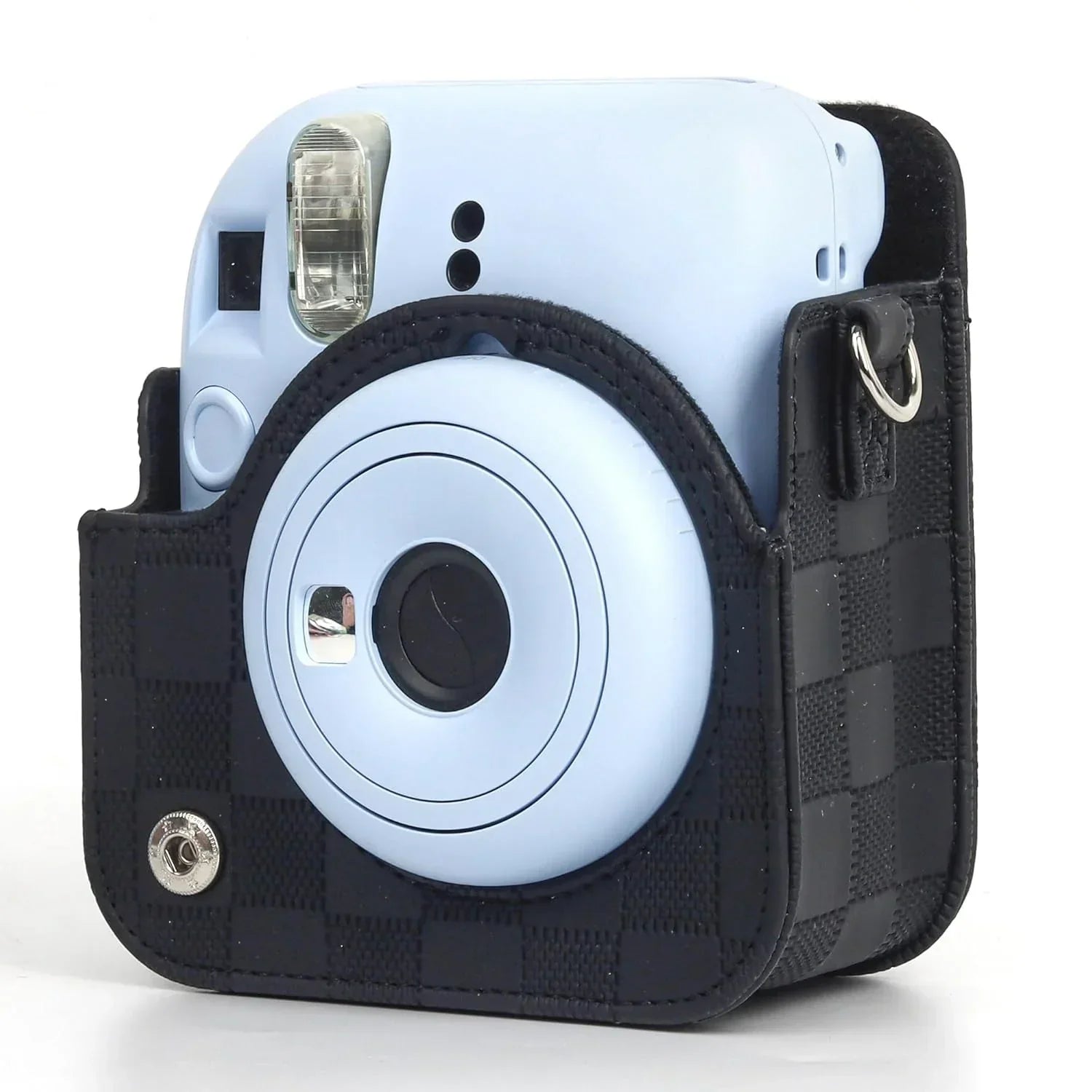 Checkmate Style – Chess Board PU Leather Camera Case for Instax Mini 12 with Adjustable Strap - Black - Jaiman Toys