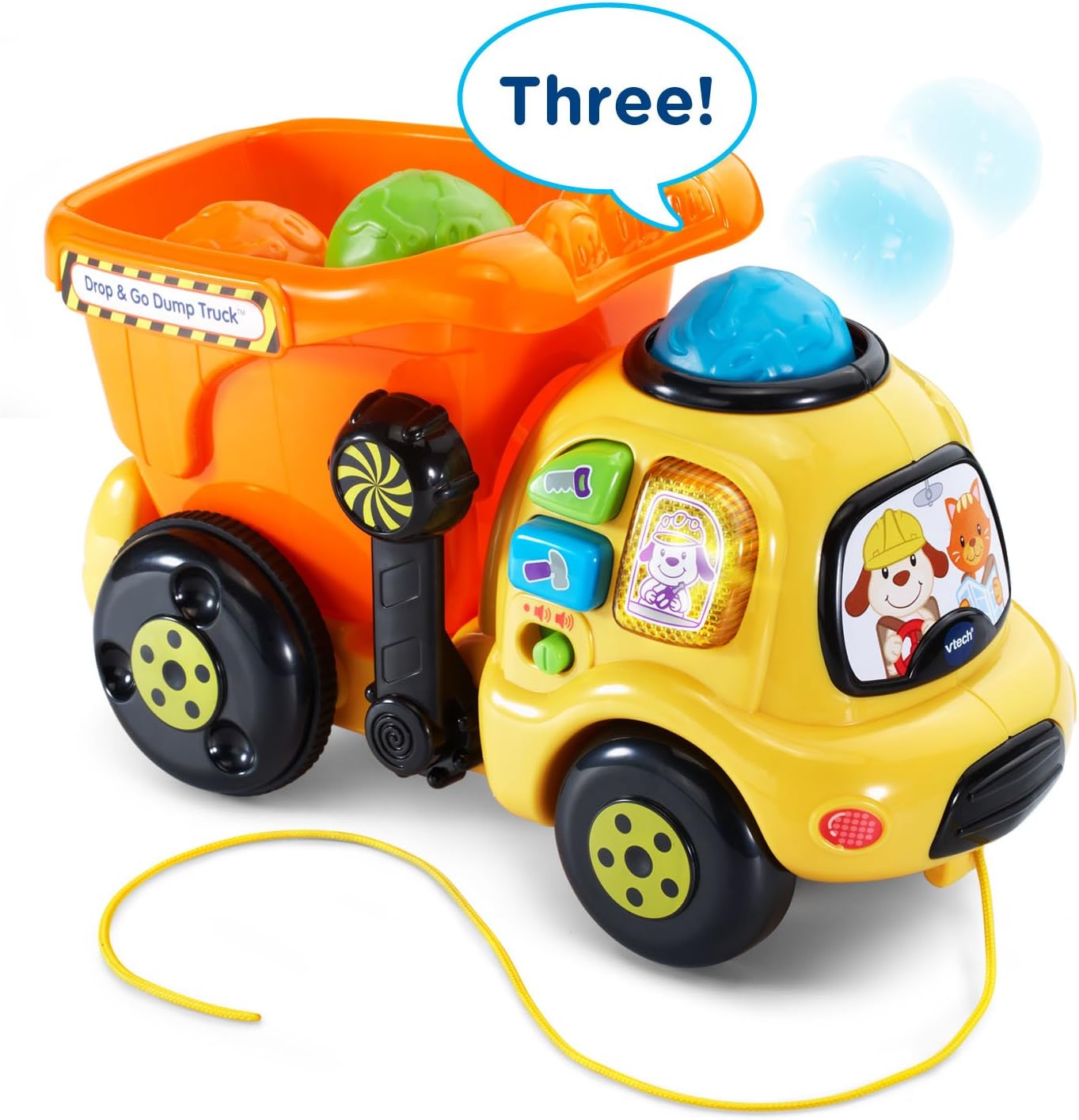 VTech Drop and Go Dump Truck | Interactive Learning Construction Truck with Lights, Sounds & Music | Orange