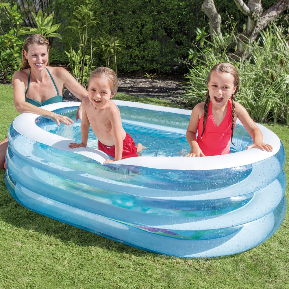 Intex 57482 Inflatable Family Swimming Pool 64" x 42" x 18" – Kids Outdoor Garden Rectangular Pool for Summer Water Fun