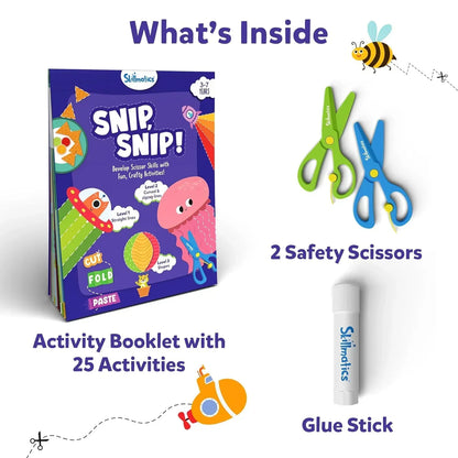 Skillmatics Art & Craft Activity Kit - Snip, Snip, Practice Scissor Skills, Craft Kits & Supplies, 25 DIY Activities, Gifts for Toddlers, Girls & Boys Ages 3, 4, 5, 6, 7, Travel Toys,Multicolor, Paper - Jaiman Toys