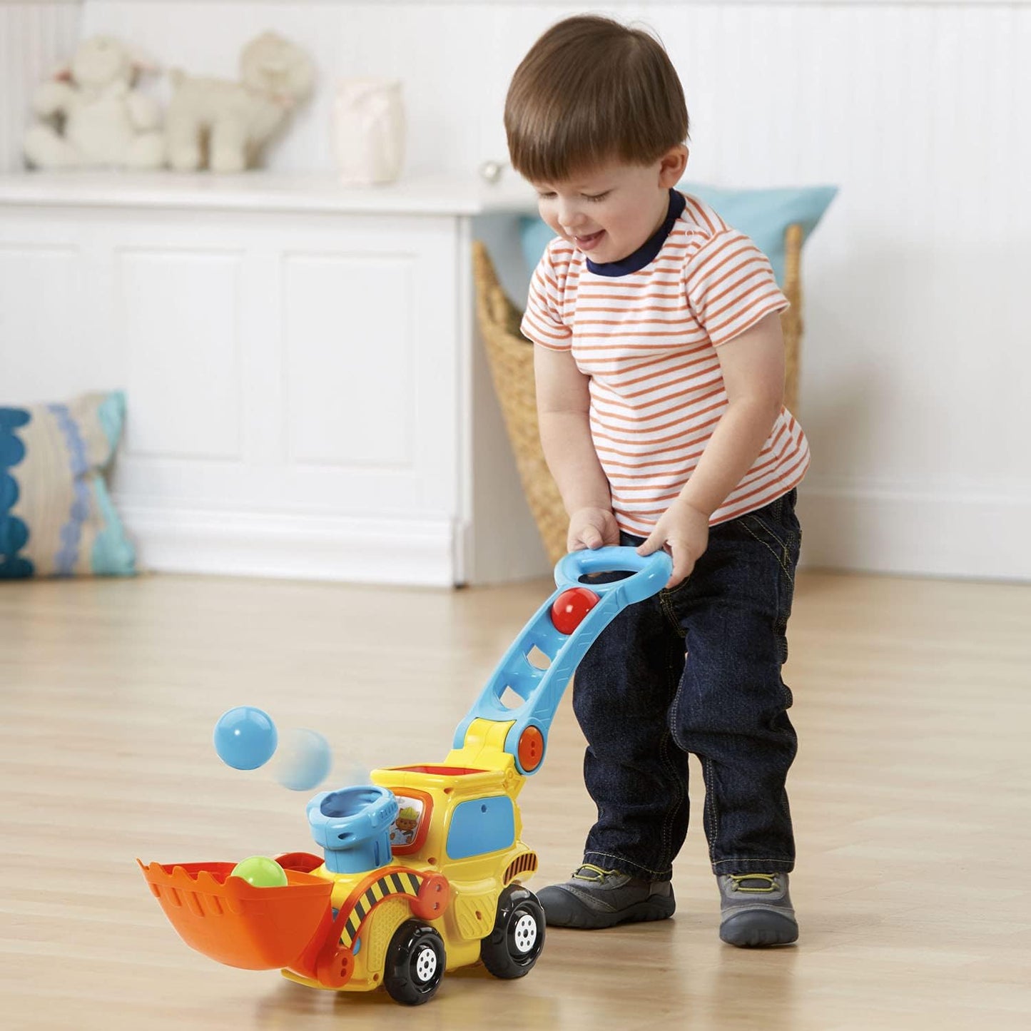 VTech Pop-a-Balls Push & Pop Bulldozer Yellow | Interactive Push Walker Toy with Balls, Lights & Sounds for Toddlers