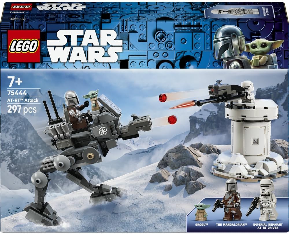 LEGO 75444 Star Wars AT-RT Attack Toy - Model Kit w/Imperial Walker, Tower, The Mandalorian Minifigure & Grogu Figure - Birthday Gift for 7+