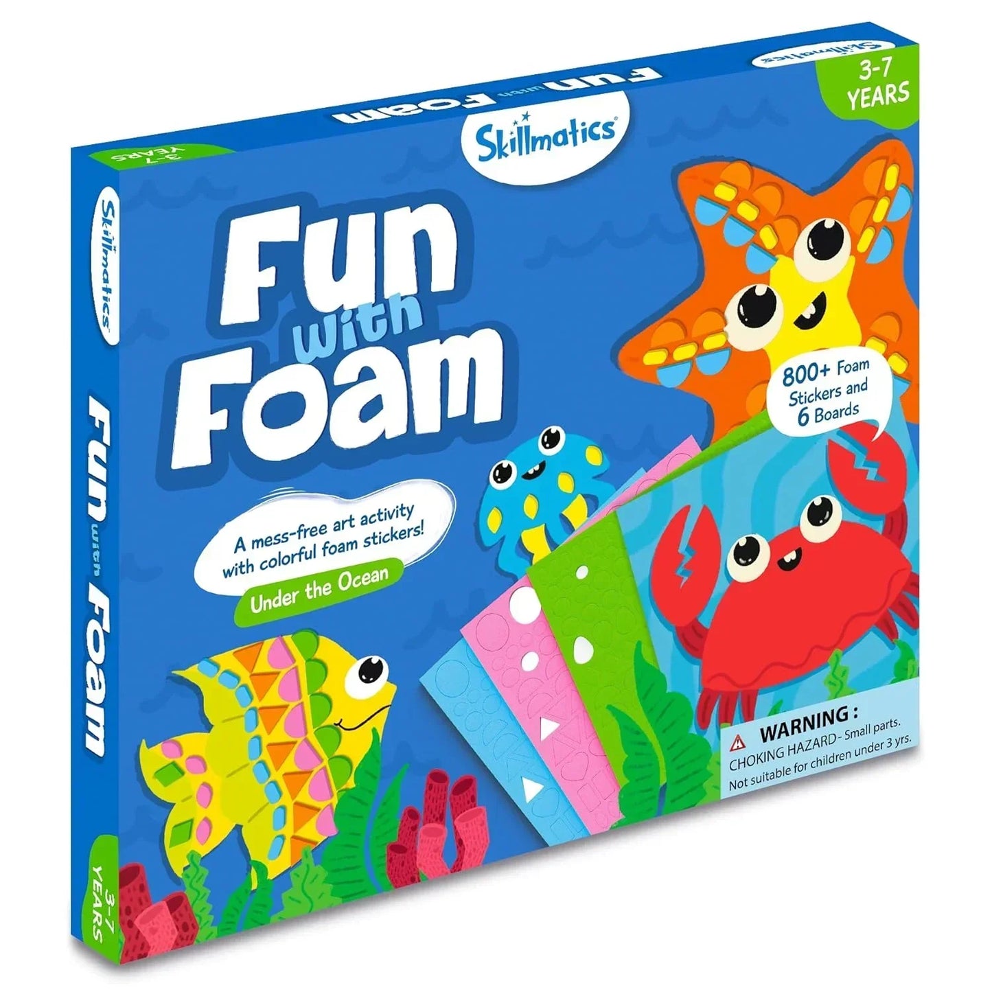 Skillmatics Art Activity - Fun with Foam Underwater Animals, No Mess Sticker Art for Kids, Craft Kits, DIY Activity, Gifts for Boys & Girls Ages 3, 4, 5, 6, 7, Travel Toys, Multicolor - Jaiman Toys