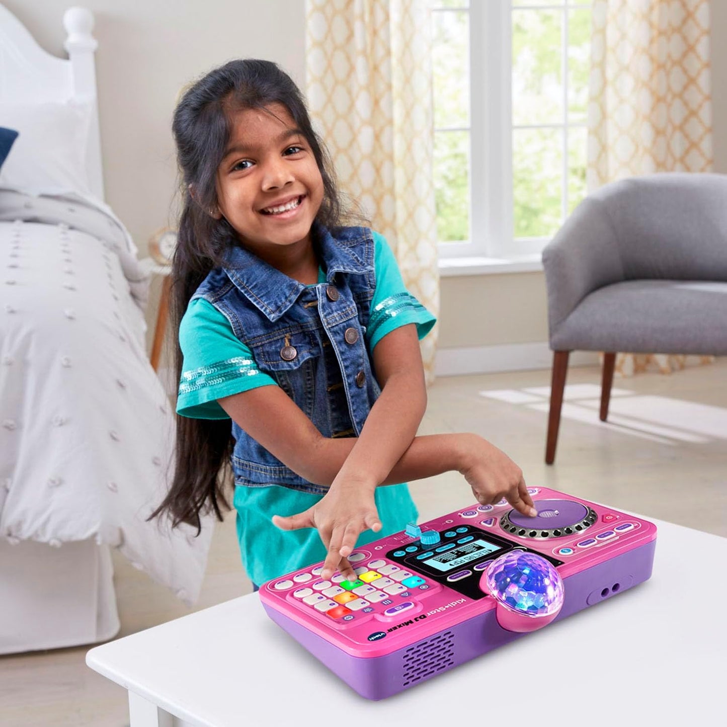 VTech Kidi Star DJ Mixer, Pink | Kids DJ Mixing Console with Bluetooth, DJ Turntable, Recording Studio, Sound Effects, Party Lights & Music Games | Interactive Music Toy