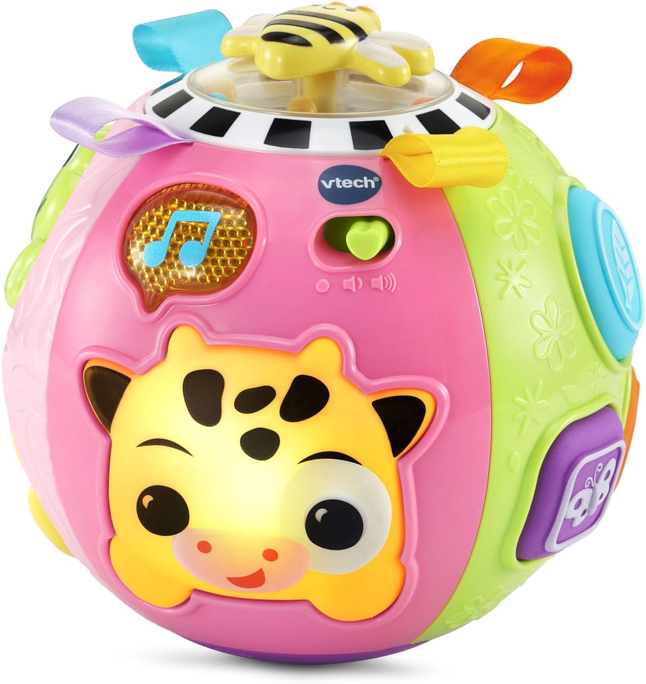 VTech Baby On-the-Moove Activity Ball with Textures, Lights, Sounds & Sensory Learning Activities | Interactive Baby Toy | Pink