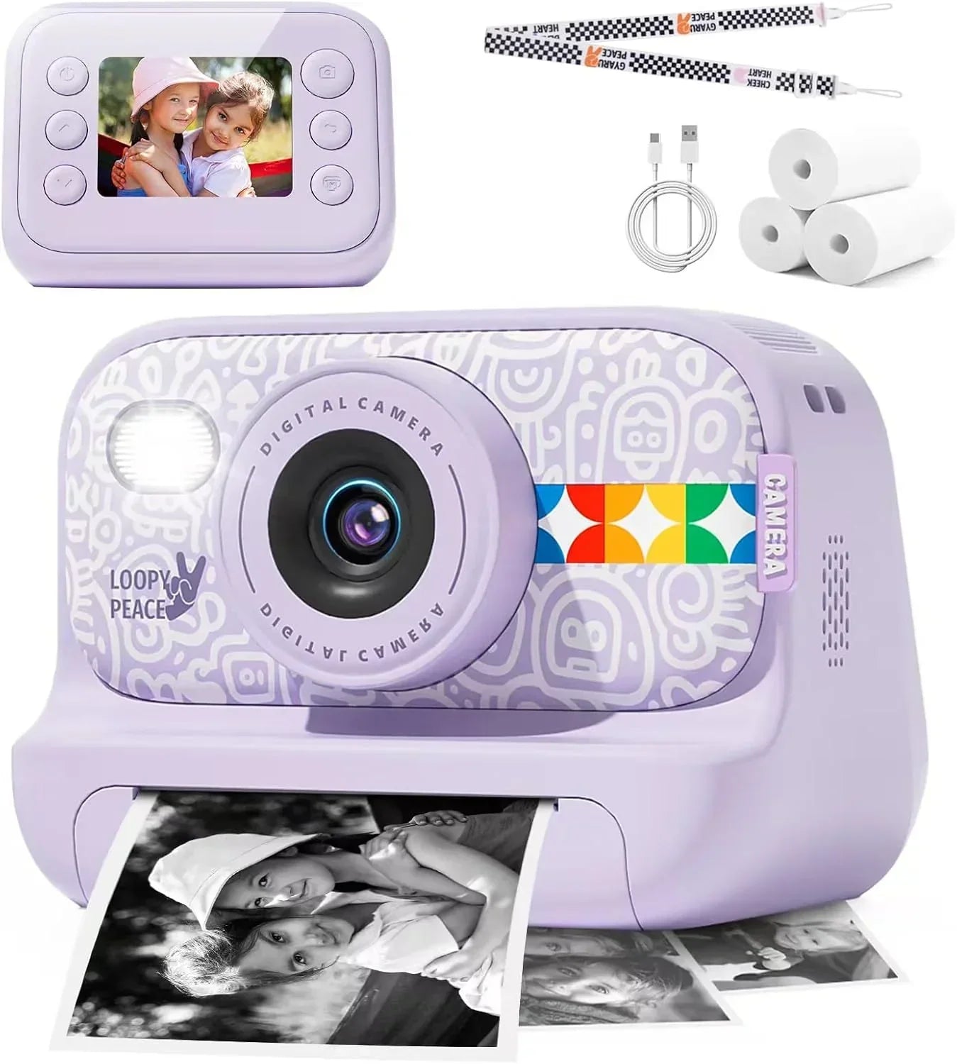 Instant Print Camera – 1080P Digital Video, Photo & Travel Toy Gift (Purple)
