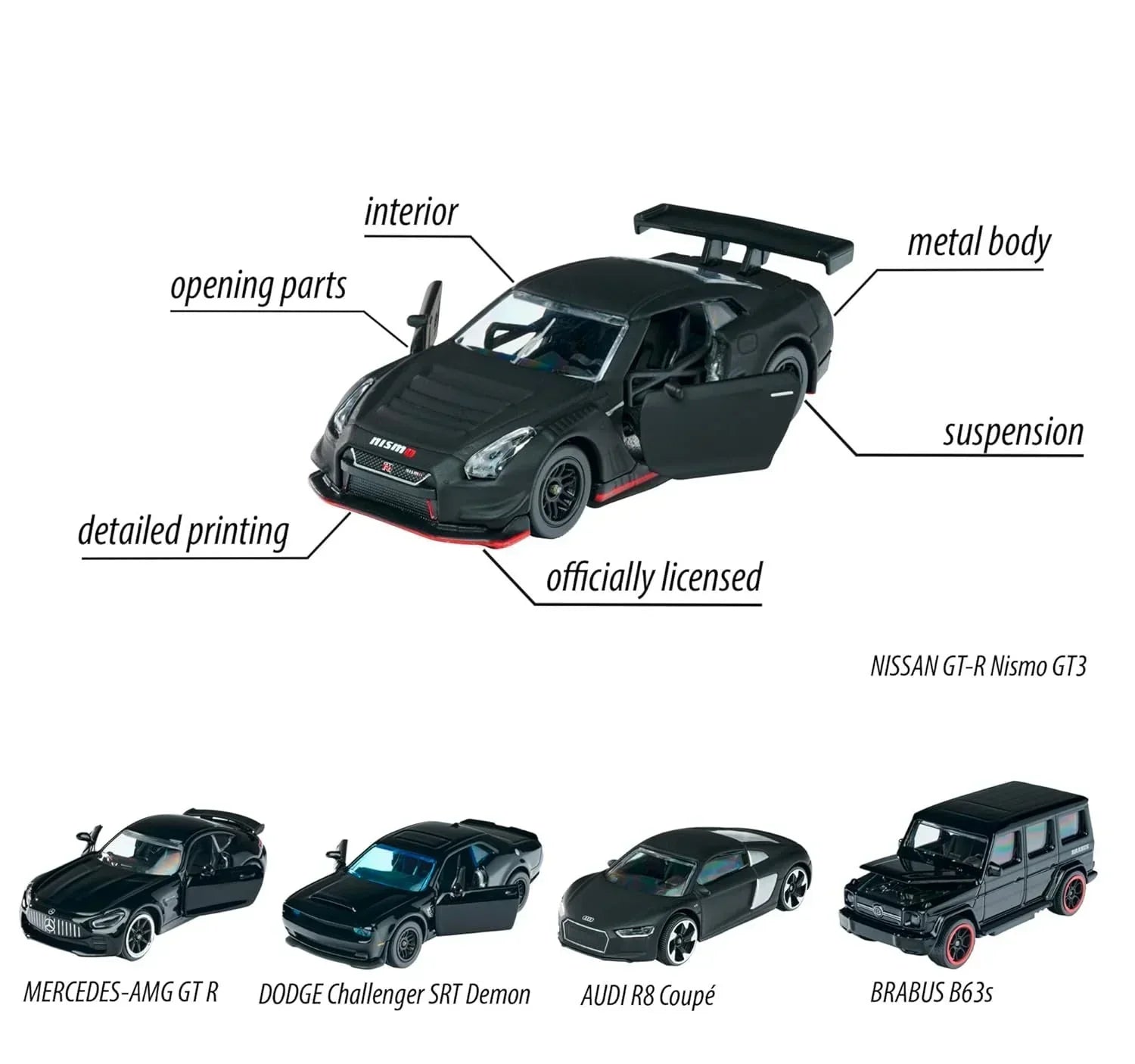 Majorette- Black Edition Giftpack with 5 Black Luxury cars - Jaiman Toys