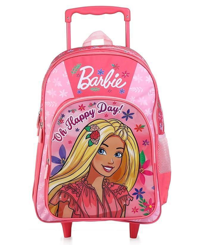 STRIDERS Barbie 18-Inch Trolley School Bag for Kids 9+ Durable Rolling Backpack for Girls Pink Cartoon School Bag - Jaiman Toys