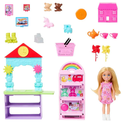 Barbie Chelsea Can Be… Toy Store Playset with Small Blonde Doll, Counter & Display Furniture & 15 Accessories, Like Mini Toys - Jaiman Toys