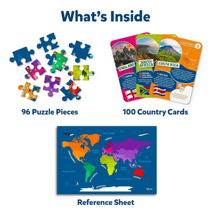 Skillmatics World Map Puzzle - 96 Piece Jigsaw Puzzle, Educational Toy, Geography for Kids, 400+ Facts, Gifts for Boys & Girls Ages 6 to 12 - Jaiman Toys