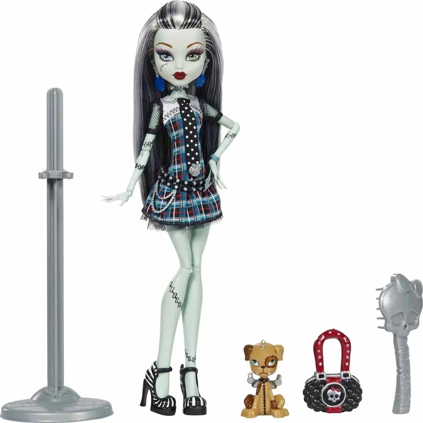 Monster High Frankie Stein Reproduction Doll (10.5 in) Wearing Original Fashion &amp; Shoes, with Pet, Doll Stand &amp; Accessories, Gift for Collectors - Jaiman Toys