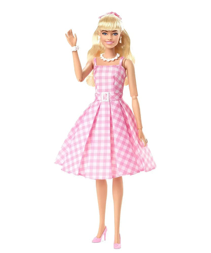 Barbie™ The Movie Doll Wearing Pink and White Gingham Dress with Daisy Chain Necklace - Jaiman Toys