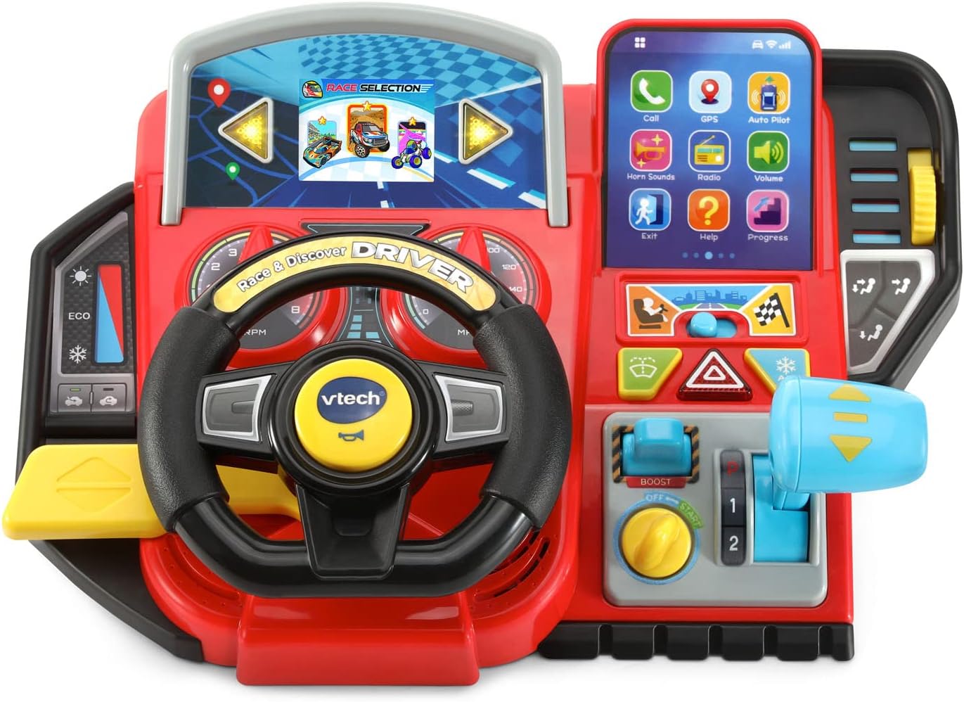 VTech Race & Discover Driver | Interactive Steering Wheel Toy with Lights, Sounds, Gear Shifter & Learning Activities | Educational Driving Toy for Kids