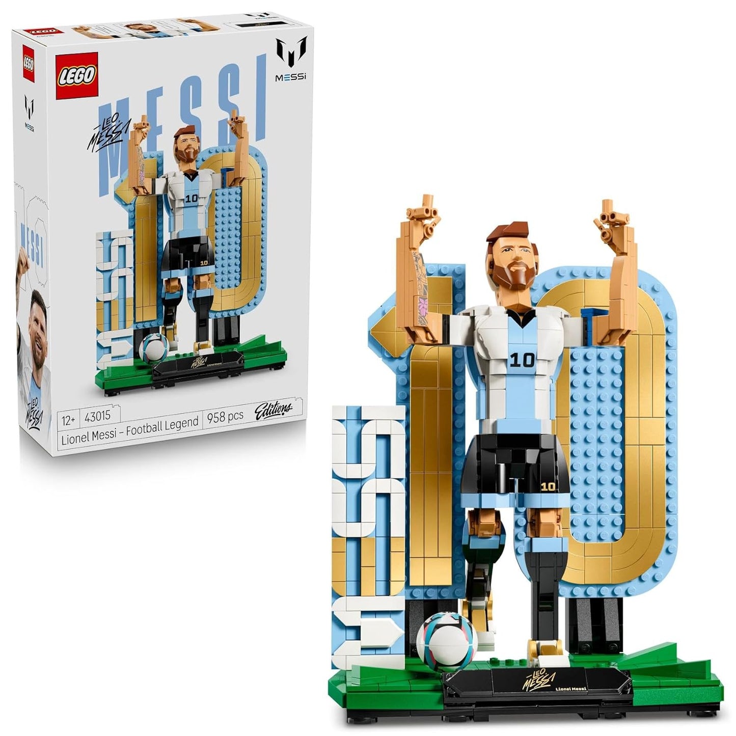 LEGO 43015 Editions Lionel Messi – Soccer Legend Building Set | Football Collectible Display Model for Kids & Fans