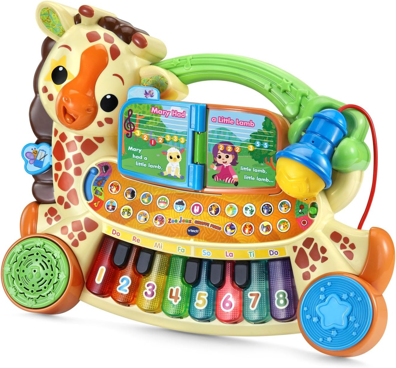 VTech Zoo Jamz Giraffe Piano | Interactive Musical Learning Piano with Light-Up Keys, Microphone, Songs, Animal Sounds & Music Activities for Toddlers