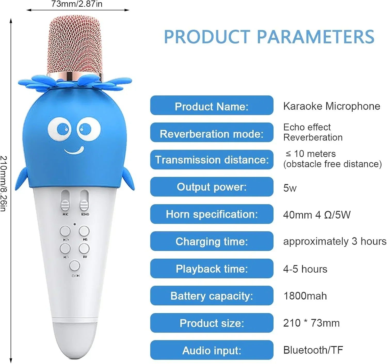 Wireless Bluetooth Karaoke Microphone, Portable 4D Stereo Mircophone with LED 7 Colorful Light, Intelligent Sound Repair Mic Speaker (Blue) - Jaiman Toys