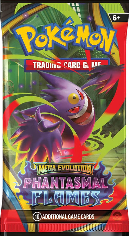 Pokemon TCG: Mega Evolution Phantasmal Flames Sleeved Booster Pack – 10 Additional Game Cards (Assorted)