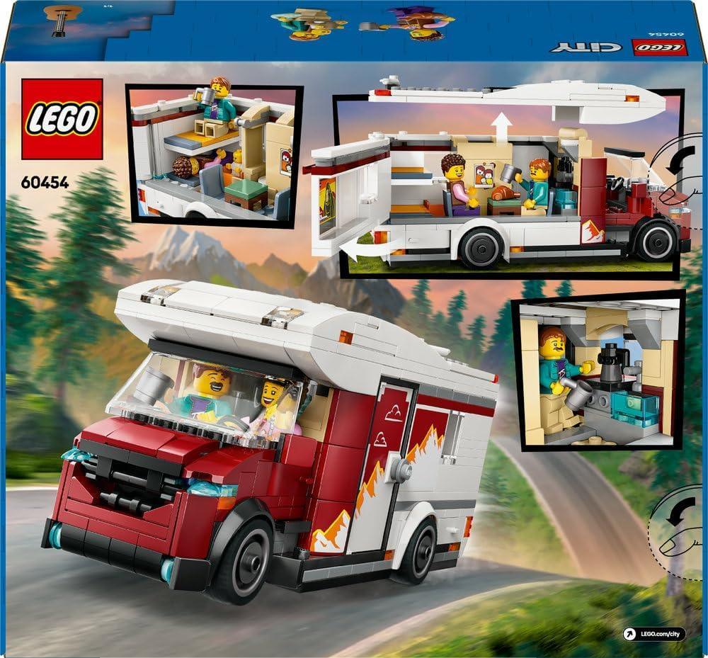 LEGO City - 60454 Holiday Adventure Camper Van Toy - Creative Building Toys for 6+ Year Old Boys & Girls - Includes 3 Minifigures & Accessories - Gift Ideas for Birthdays & Holidays