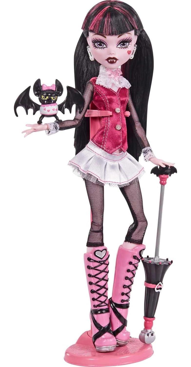 Monster High™ Draculaura Reproduction Doll (10.5 in) Wearing Original Fashion & Shoes, with Pet, Doll Stand & Accessories, Gift for Collectors - Jaiman Toys