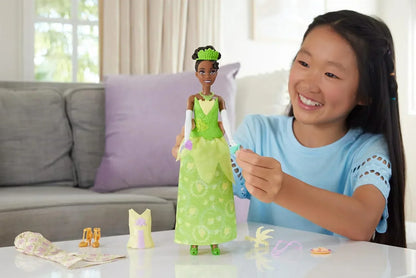 Disney Princess 2-in-1 Stories Tiana Fashion Doll with 2 Snap-On Bodices, 2 Skirts & 9 Accessories - Jaiman Toys