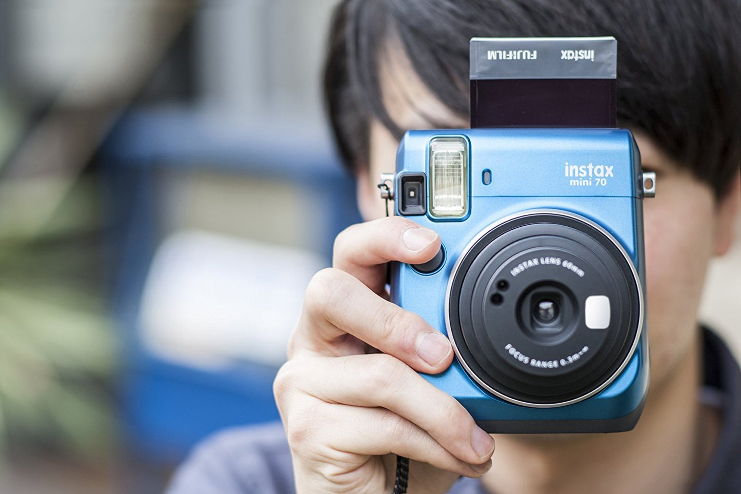 Fujifilm Instax Mini 70 Instant Camera (Blue) | Selfie Mode with Mirror | Auto Exposure | Hi-Key Mode | Built-in Flash | Credit Card Size Instant Prints