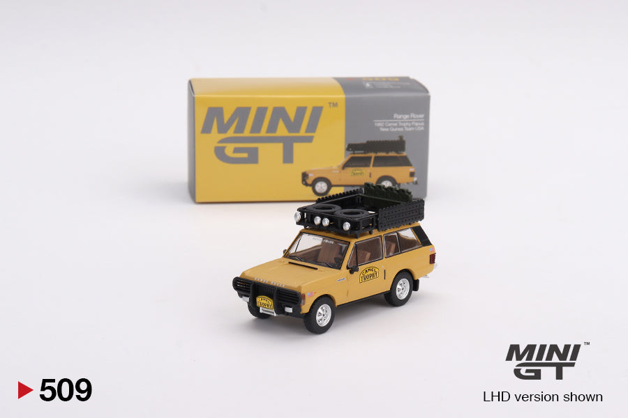 Mini GT 1:64 Range Rover 1981 Camel Trophy Sumatra Winner C. Swoboda & K. Mentel LHD Diecast Model Car (#1144)