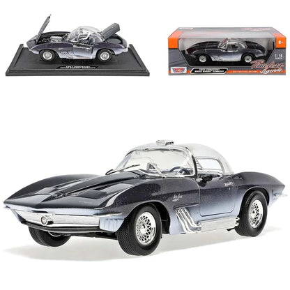 Motormax Corvette Mako Shark Concept 1961 – 1:18 Scale Diecast Model Car – Iconic Two-Tone Blue Design – Perfect Gift for Collectors & Car Enthusiasts - Jaiman Toys
