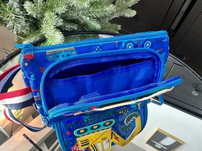 Vest Construction Vehicle Pencil Case – Kids Stationery Organizer with Holographic Front Pocket
