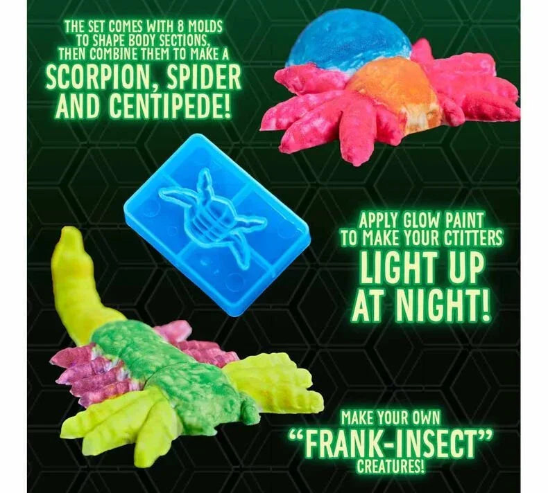 Glow bug toy molds for making centipede, scorpion, spider with colorful and glow paint