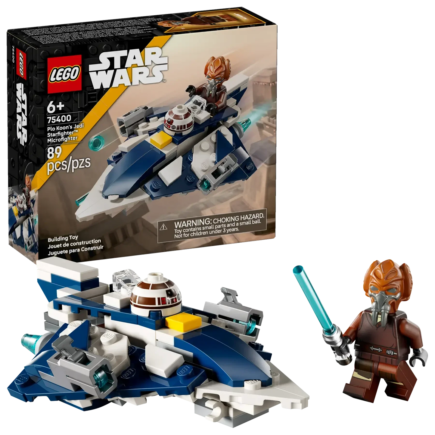 LEGO Star Wars PloKoons Jedi Starfighter Microfighter75400 Toy Building Set (89Pieces) with PloKoon Minifigure & R7D4 Droid Head - Jaiman Toys