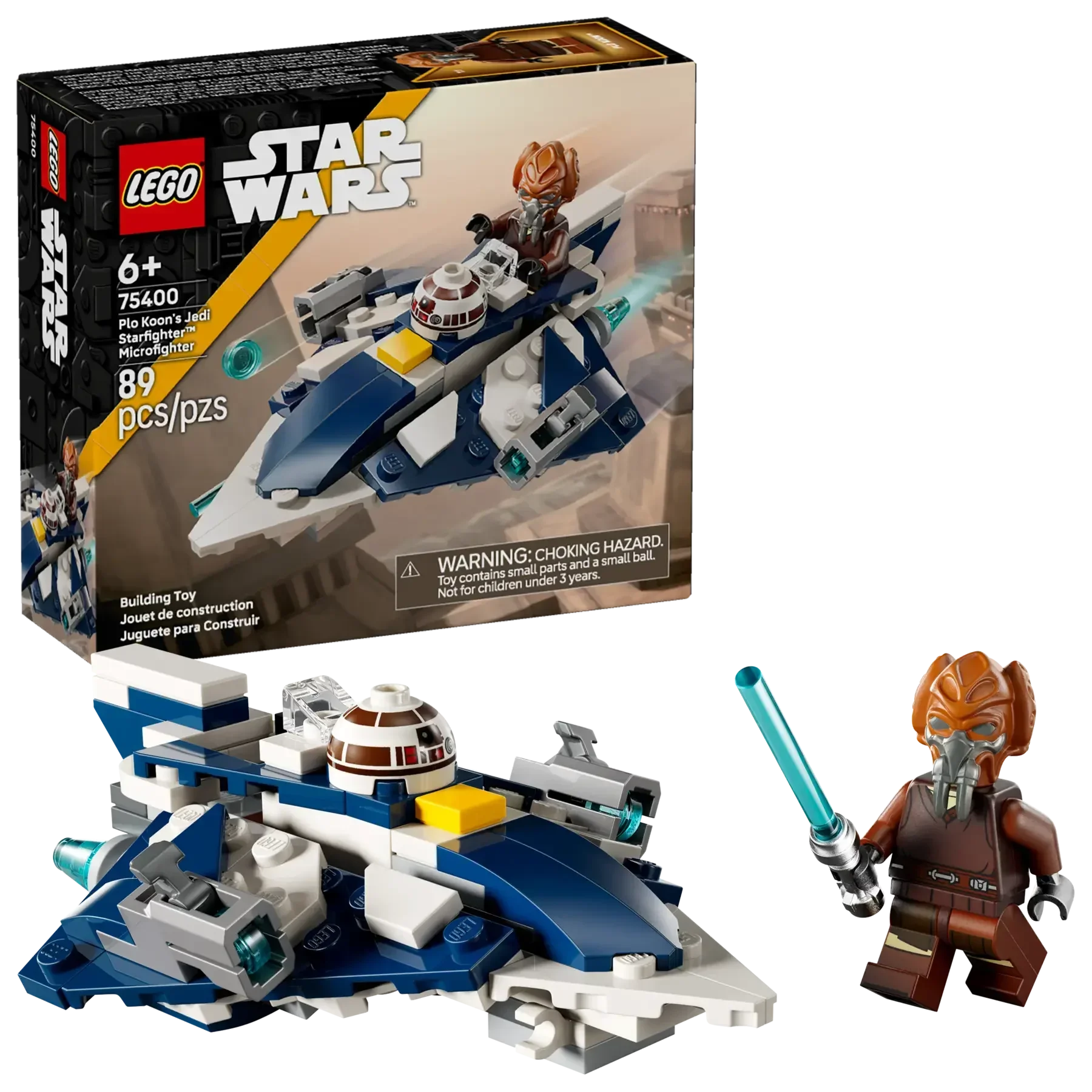 LEGO Star Wars PloKoons Jedi Starfighter Microfighter75400 Toy Building Set (89Pieces) with PloKoon Minifigure & R7D4 Droid Head - Jaiman Toys