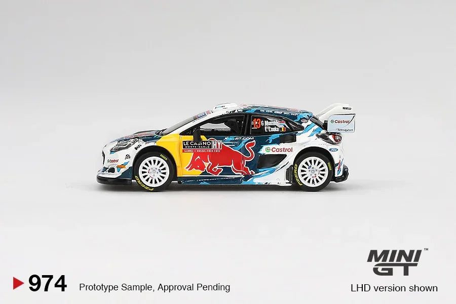 Mini GT 1:64 Porsche 911 (992) GT3 RS Weissach Package Guards Red + Ford Puma Rally1 #13 2024 Rally Monte Carlo Red Bull WRC Diecast Model Car Combo | Premium Collectible Set