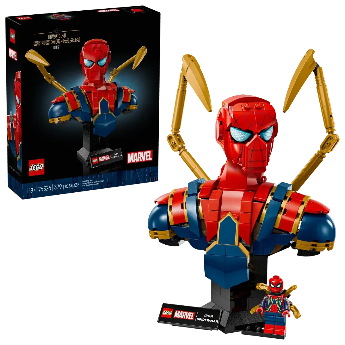 LEGO Marvel 76326 Iron SpiderMan Bust  379Piece Display Model with Posable Arms & Rotatable Head (Ages 18+) - Jaiman Toys