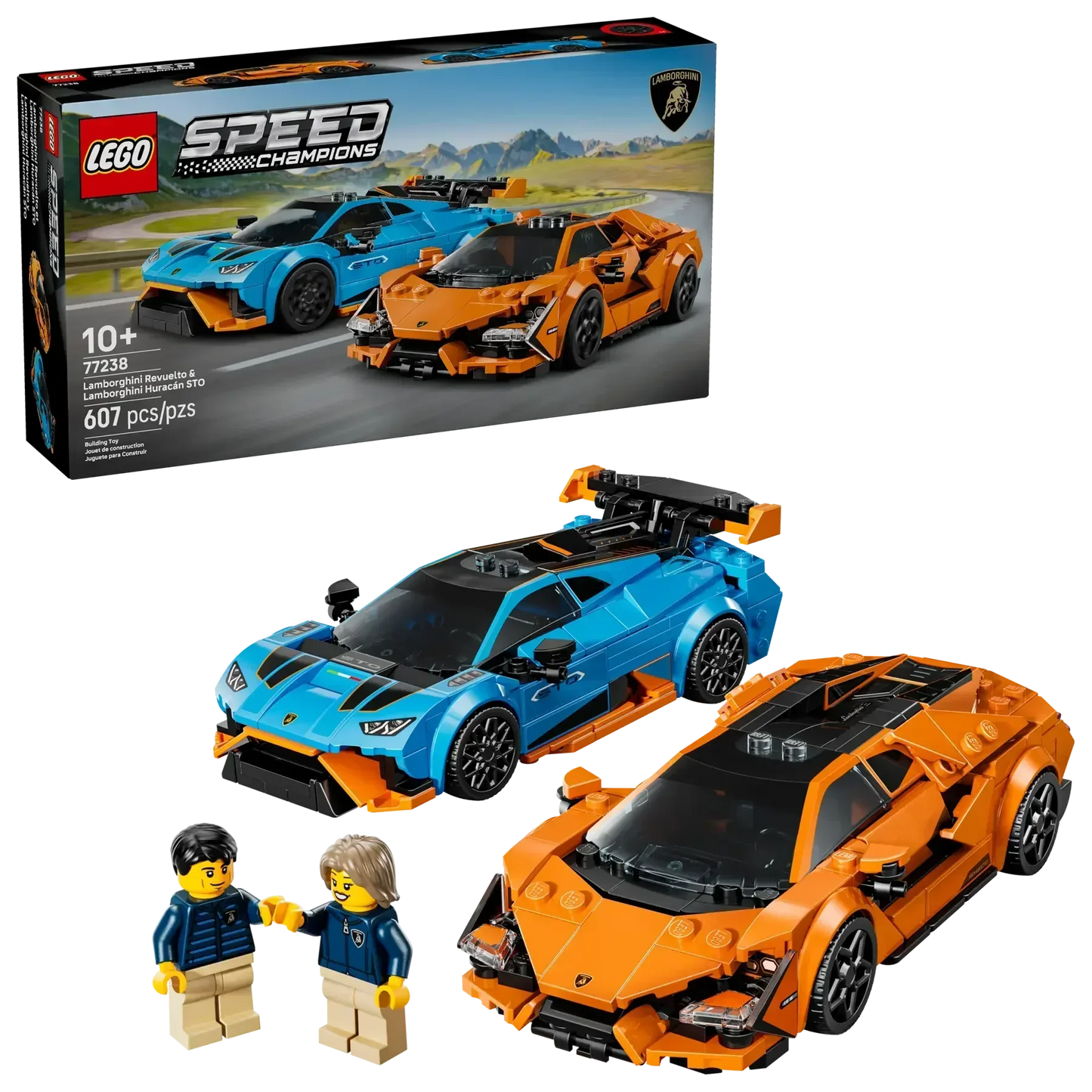 LEGO 77238 Speed Champions Lamborghini Revuelto & Huracán STO  2 Car Set with 2 Minifigures (Ages 9+, 607 Pieces) - Jaiman Toys