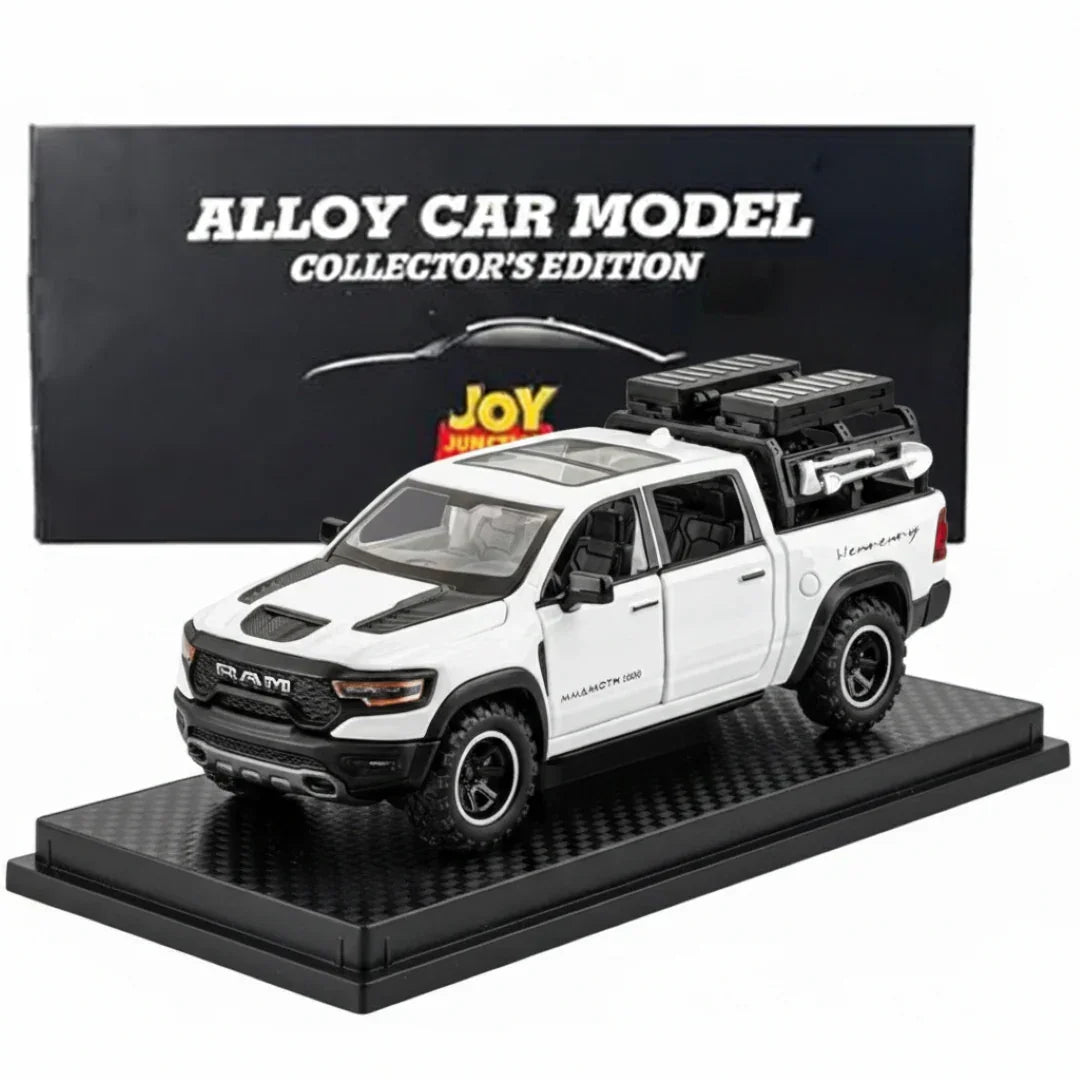 JOY JUNCTION 1:32 RAM Mammoth Pickup Truck Diecast Model – Alloy Metal Pullback Car with Openable Doors | Collector’s Edition