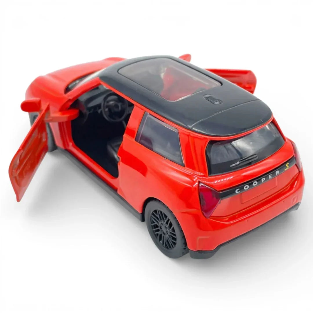 MSZ 1:34 Mini Cooper Die-Cast Model Car – Red| Pull Back, Openable Doors (67745)