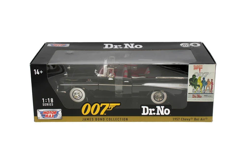 1957 Chevy Bel Air Convertible, James Bond 007 Dr. No 1:18 Diecast Car Model - Jaiman Toys