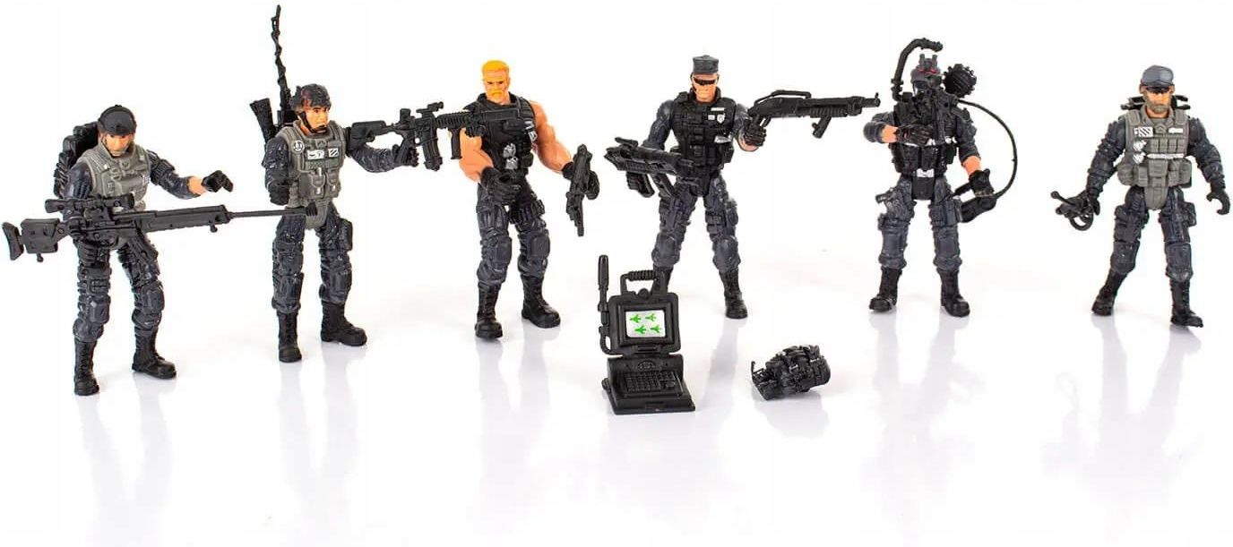 S.W.A.T. Special Police Action Figure Playset | 6 Special Weapons & Tactics Commandos with Tactical Accessories | Military Police Toy Set for Kids | Role Play & Collectible Figures