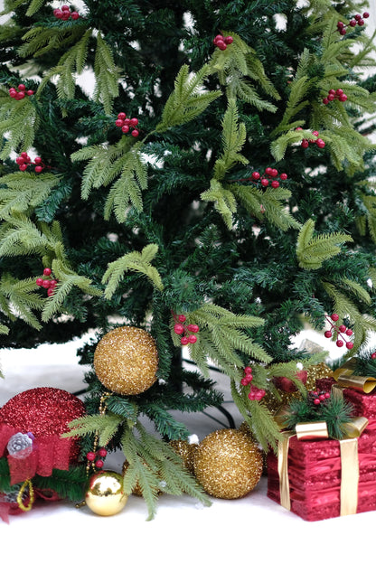 RAZ 8-Foot Lush Dual-Toned Christmas Tree | Premium Festive Tree Accented with Red Cherries for a Cheerful Holiday Look