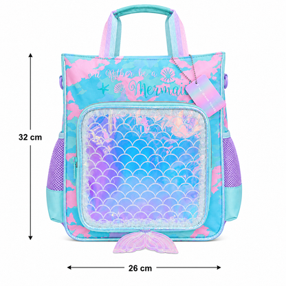 Vest Rather Be a Mermaid Kids Backpack (32 x 26 cm) | Mermaid-Themed School & Activity Bag with Holographic Front Pocket