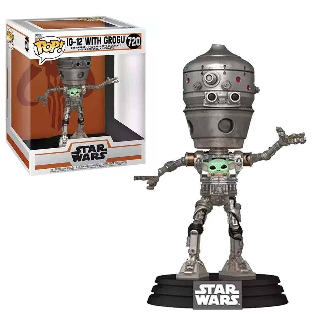 Funko Pop! Star Wars Collectible Action Figure: The Mandalorian IG-12 with Grogu Deluxe Funko Pop! Vinyl Figure #720 - Jaiman Toys
