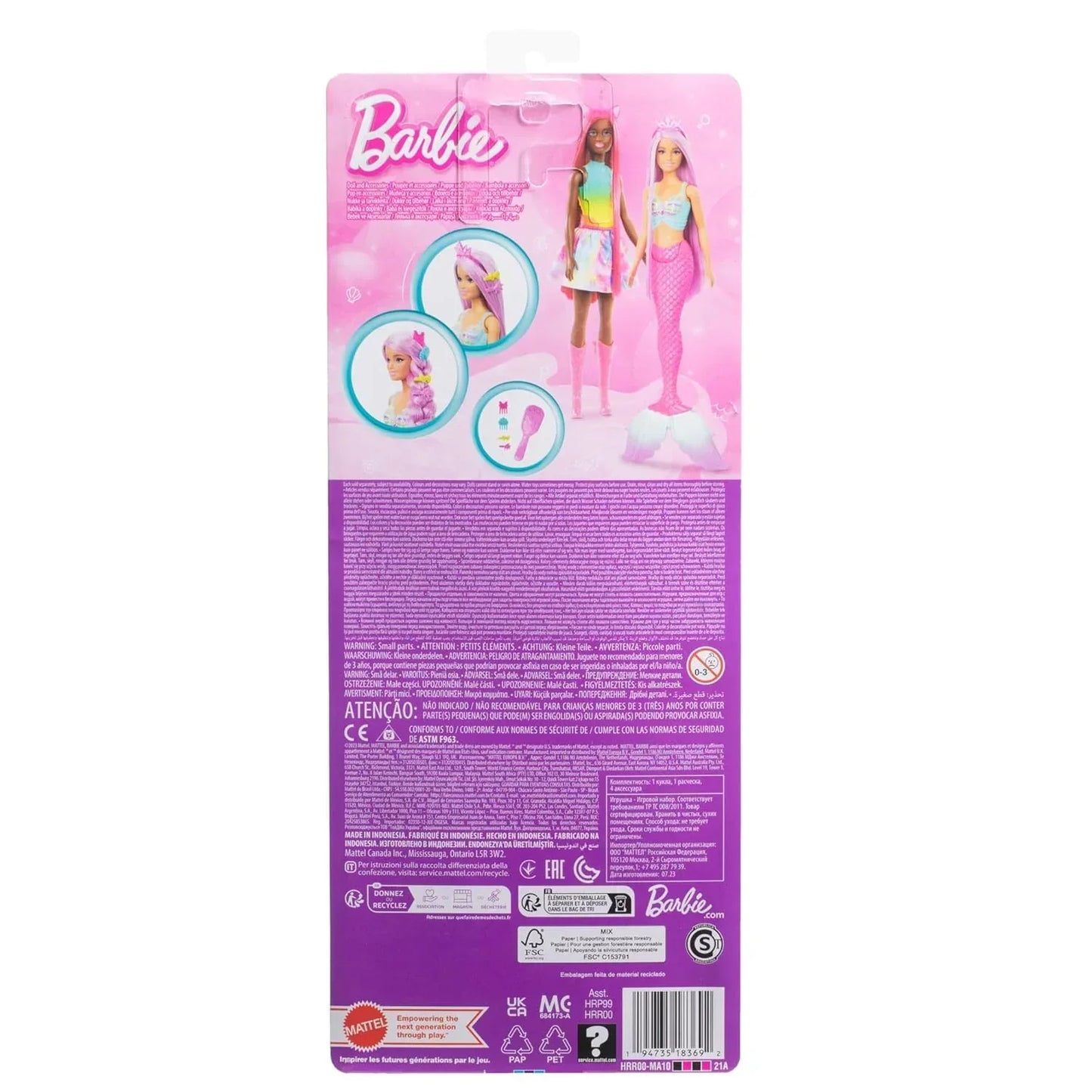 Barbie Mermaid Doll with 7-Inch-Long Pink Fantasy Hair and Colorful Accessories for Styling Play Like Headband and Barrettes - Jaiman Toys