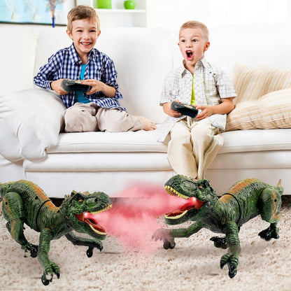 Remote Control 2.4GHz Steam Dinosaur Toy with Light, Sound & Red Mist Spray – RC Walking T-Rex for Kids